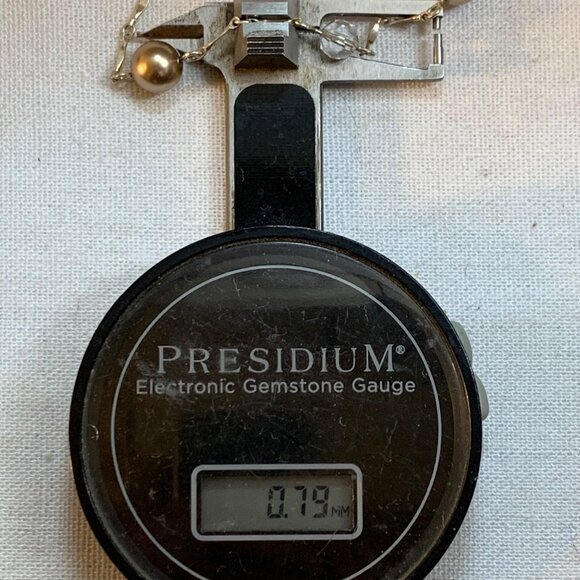 VTG Sterling Silver Champagne Faux Pearl Swarovski Crystal Station Bracelet 7.5" - Picture 9 of 11